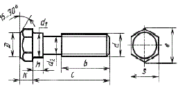 Болт ГОСТ 15590-70 с шестигранной уменьшенной головкой и направляющим подголовником 
