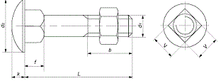 Болт DIN 603 мебельный с полукруглой головкой и квадратным подголовником 